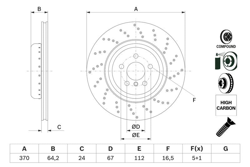Bosch 0986479G13 Brake Disc - 1