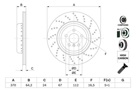 Bosch 0986479G13 Brake Disc - 1