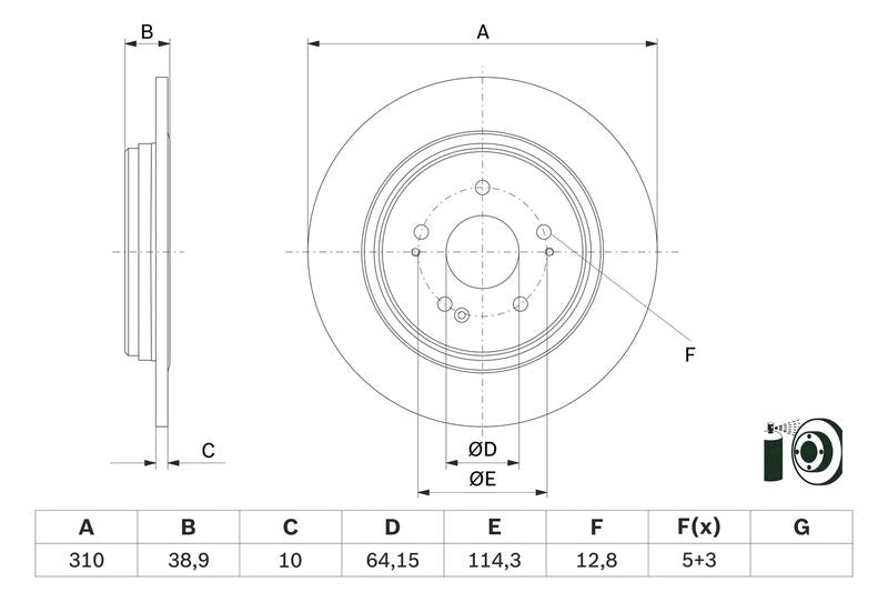 Bosch 0986479G18 Brake Disc - 5