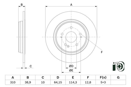 Bosch 0986479G18 Brake Disc - 5