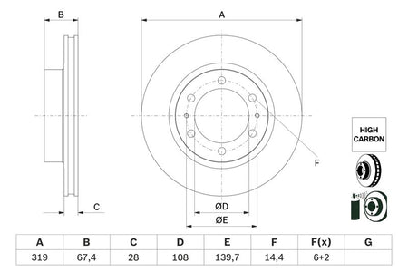 Bosch 0986479G19 Brake Disc - 5