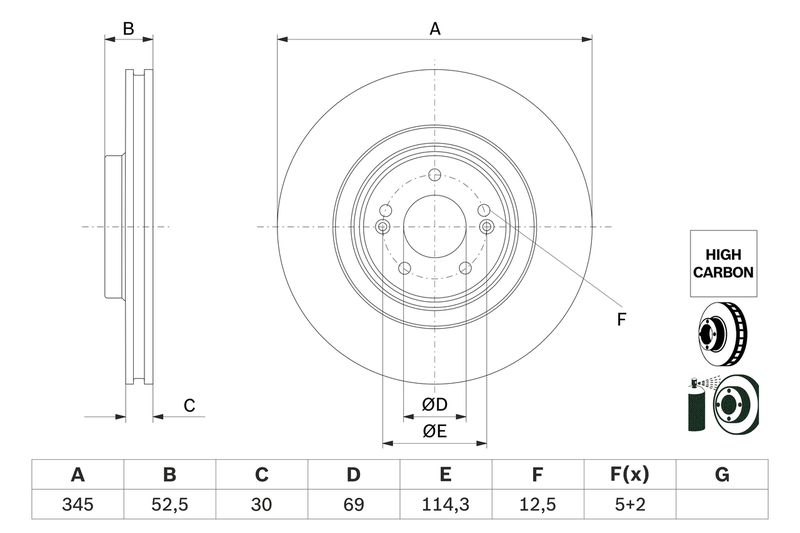 Bosch 0986479G26 Brake Disc - 5