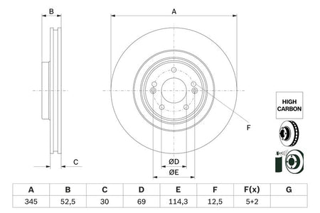 Bosch 0986479G26 Brake Disc - 5