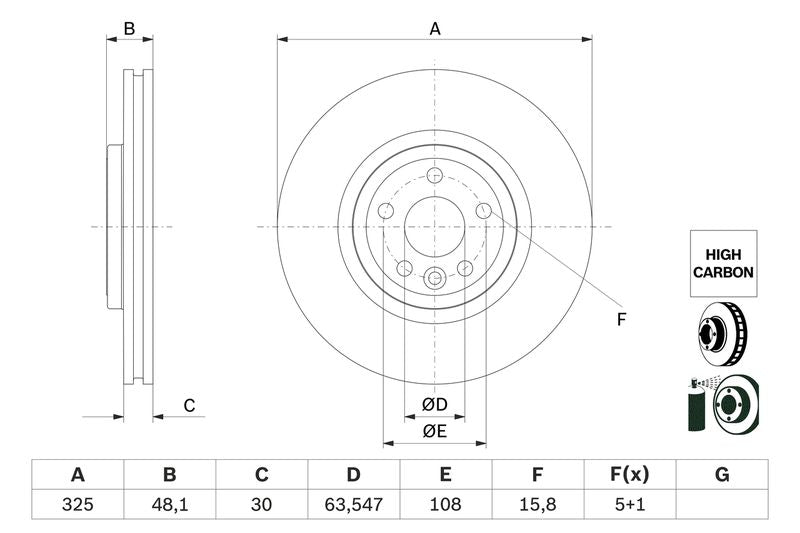Bosch 0986479G32 Brake Disc - 5