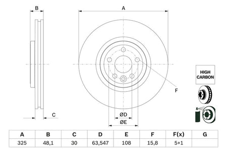 Bosch 0986479G32 Brake Disc - 5