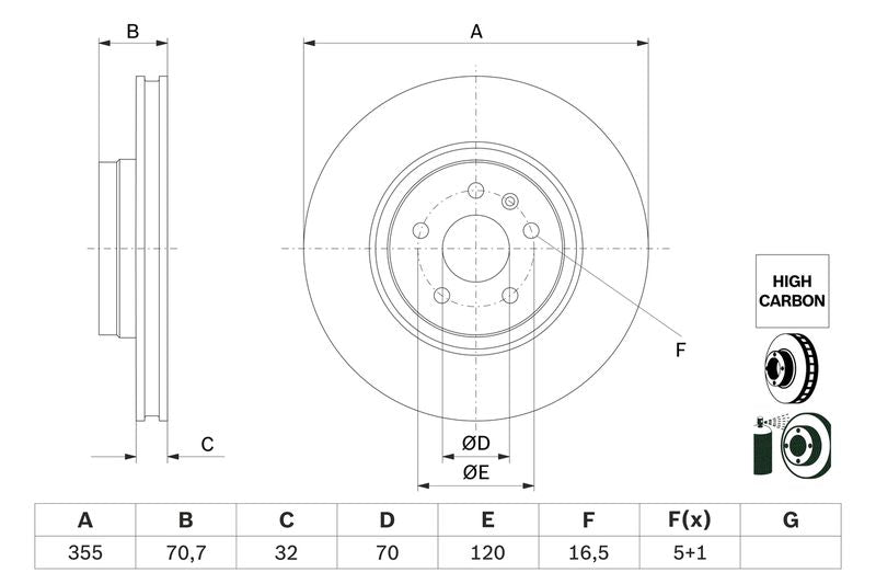 Bosch 0986479G54 Brake Disc - 5