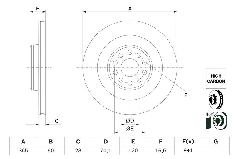 Bosch 0986479G56 Brake Disc - 5
