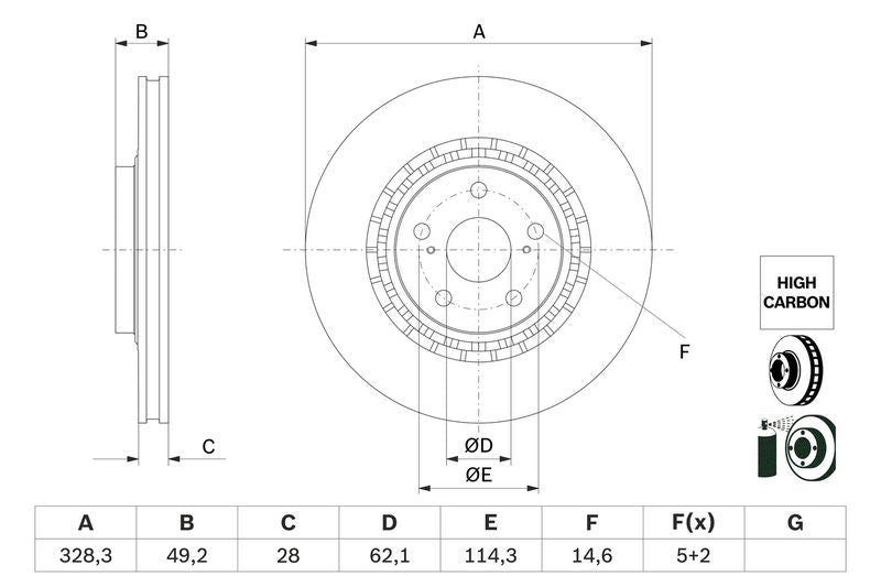 Bosch 0986479G63 Brake Disc - 5