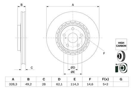 Bosch 0986479G63 Brake Disc - 5