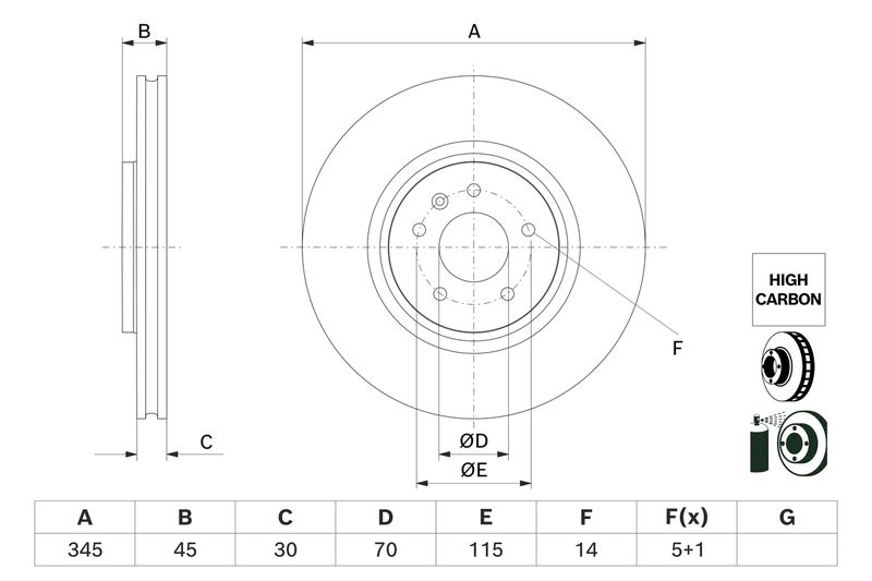 Bosch 0986479G69 Brake Disc - 5