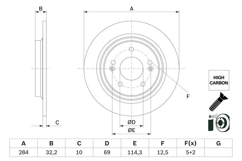 Bosch 0986479G77 Brake Disc - 5