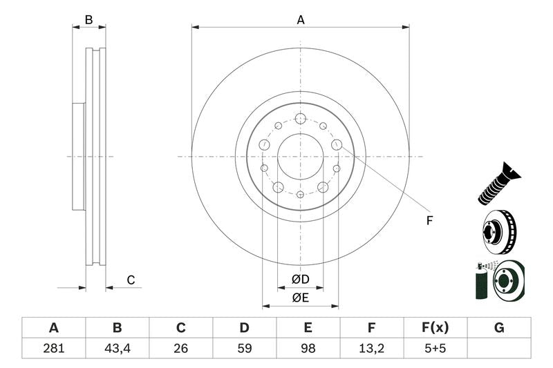 Bosch 0986479G82 Brake Disc - 5