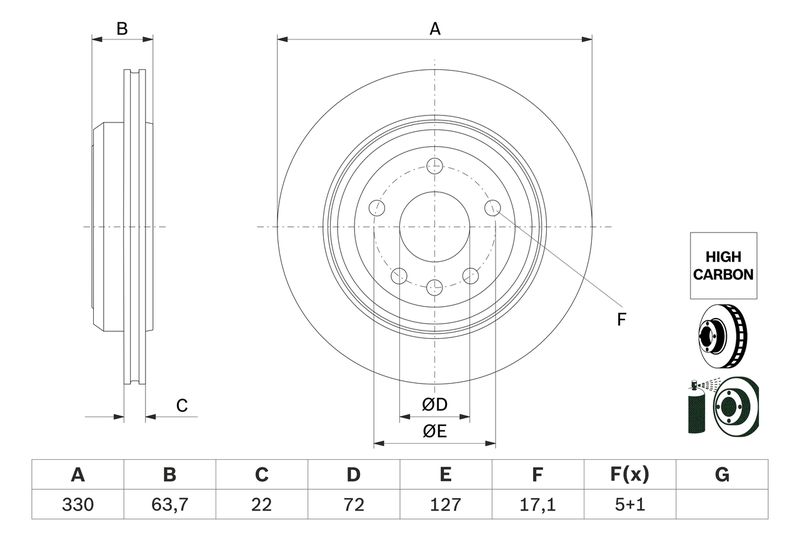 Bosch 0986479G87 Brake Disc - 5