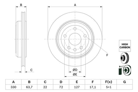 Bosch 0986479G87 Brake Disc - 5