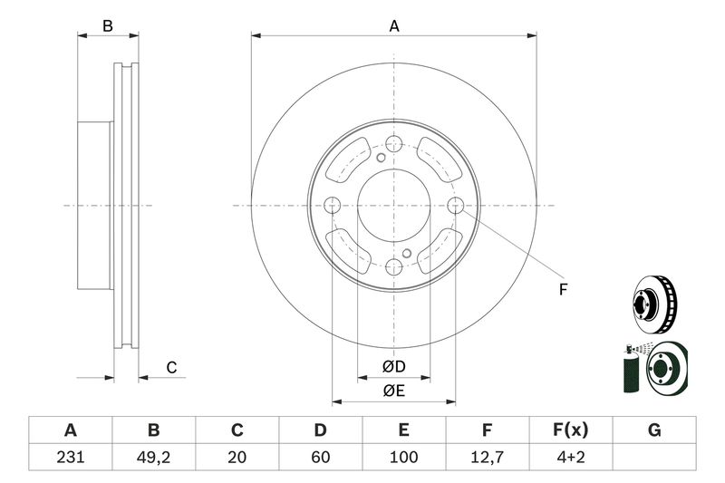 Bosch 0986479G91 Brake Disc - 5