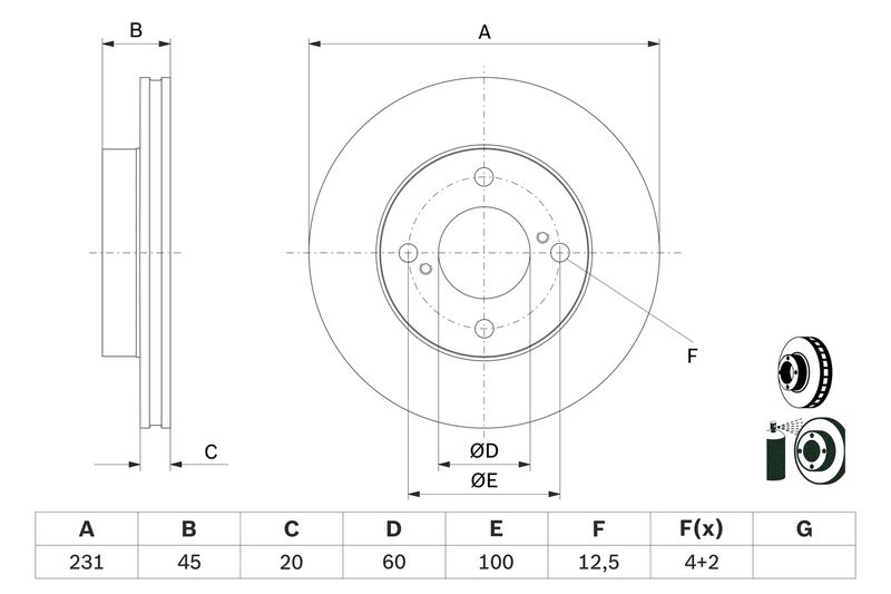 Bosch 0986479G92 Brake Disc - 5