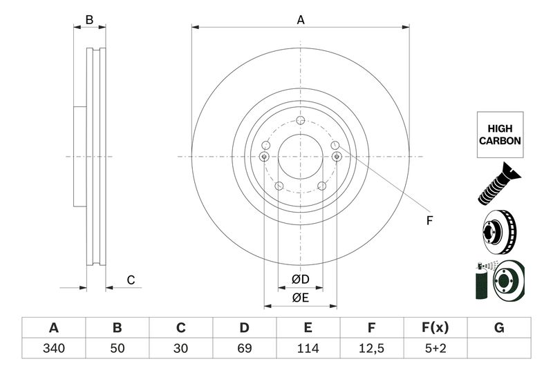 Bosch 0986479G93 Brake Disc - 4
