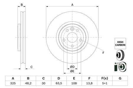 Bosch 0986479G96 Brake Disc - 5