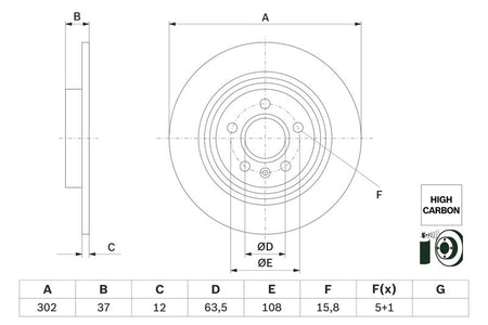 Bosch 0986479G98 Brake Disc - 5