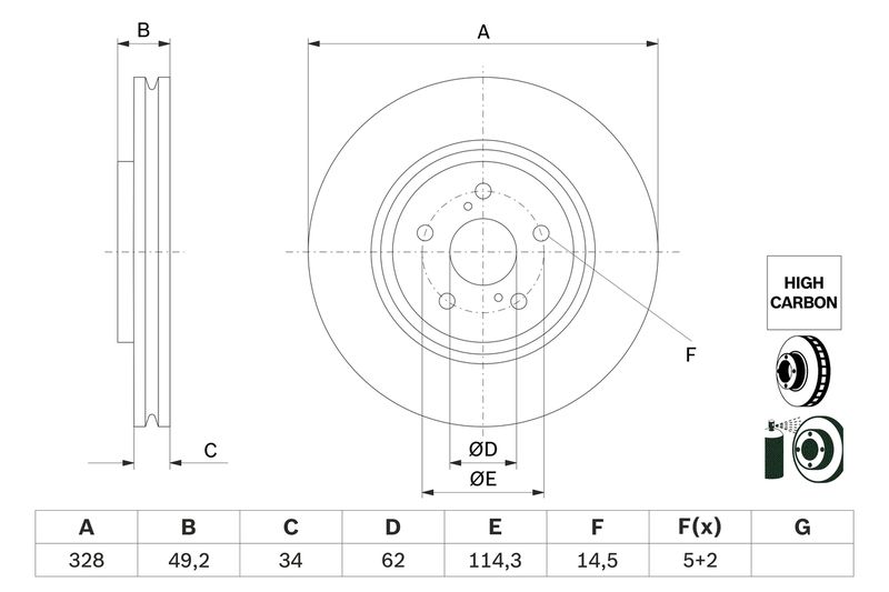 Bosch 0986479H04 Brake Disc - 5