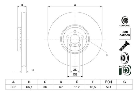 Bosch 0986479H12 Brake Disc - 1