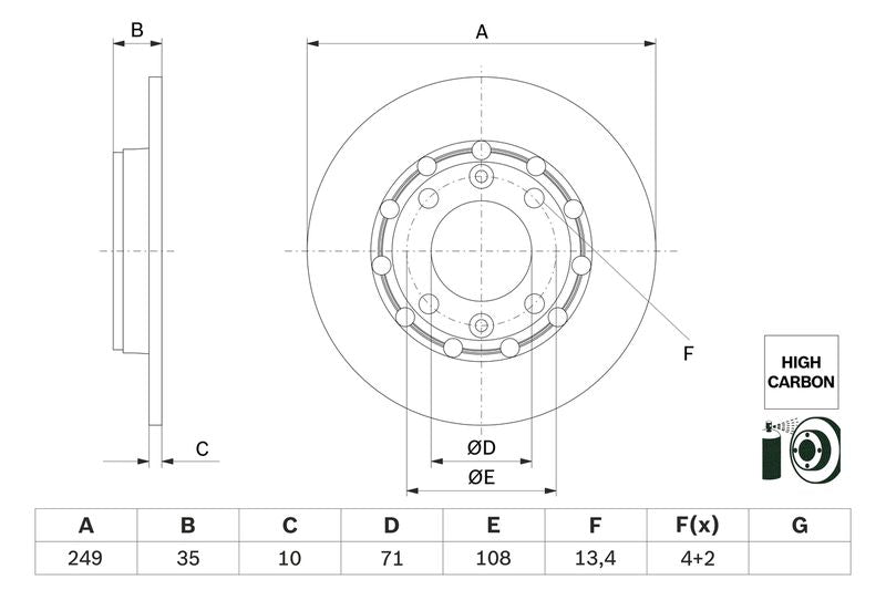 Bosch 0986479H15 Brake Disc - 5