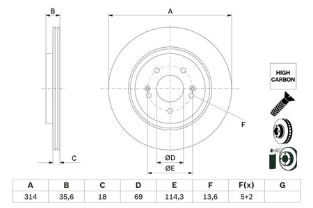 Bosch 0986479H18 Brake Disc - 5