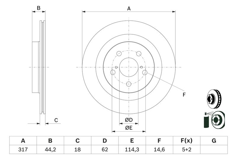 Bosch 0986479H19 Brake Disc - 5