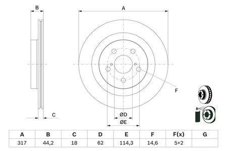 Bosch 0986479H19 Brake Disc - 5