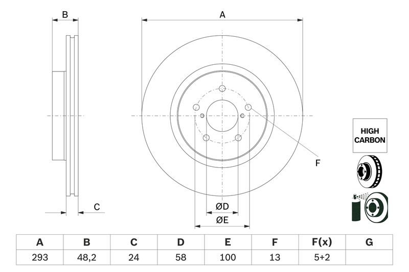 Bosch 0986479H28 Brake Disc - 5