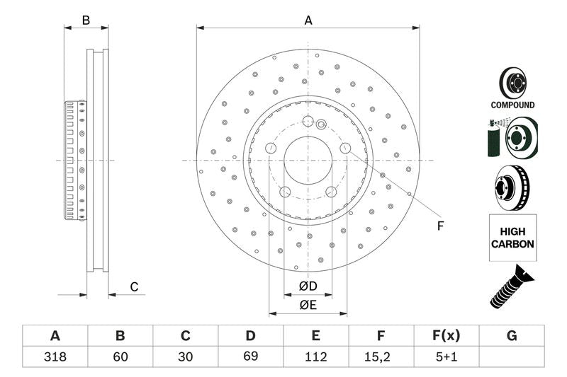 Bosch 0986479H37 Brake Disc - 5