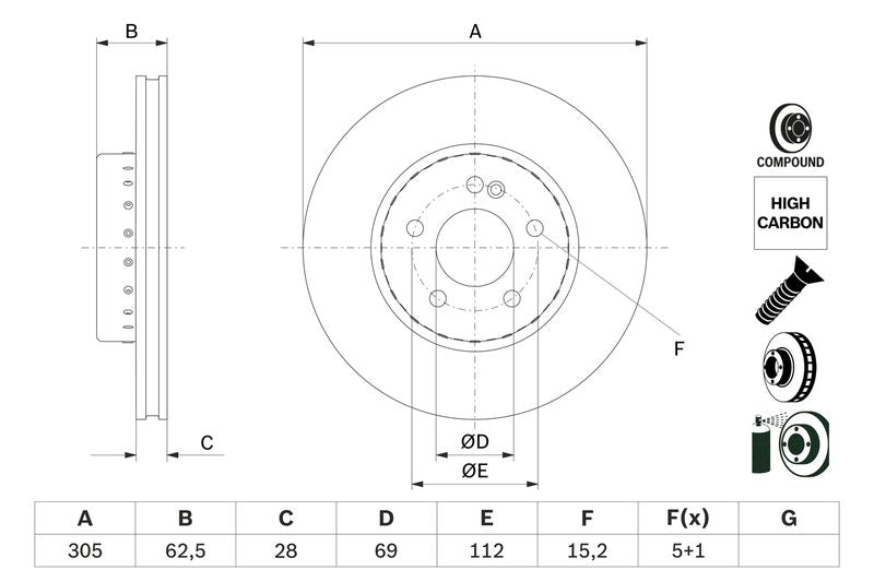 Bosch 0986479H46 Brake Disc - 5