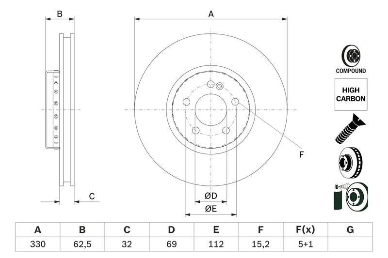 Bosch 0986479H48 Brake Disc - 5