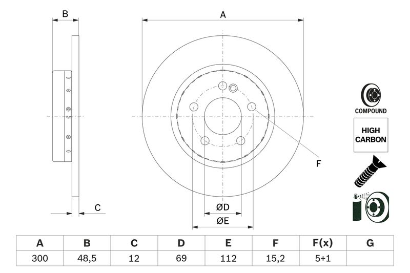 Bosch 0986479H49 Brake Disc - 5