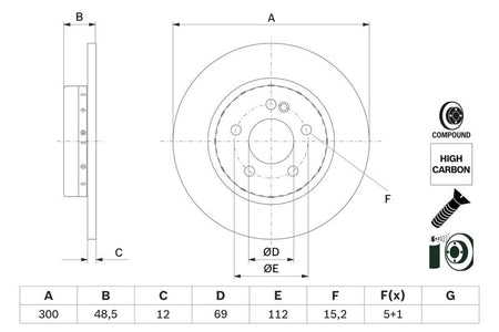 Bosch 0986479H49 Brake Disc - 5