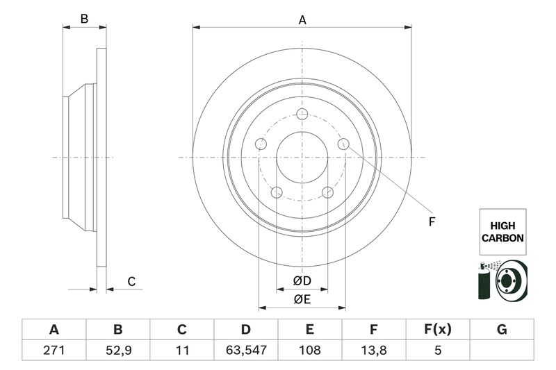 Bosch 0986479H55 Brake Disc - 1