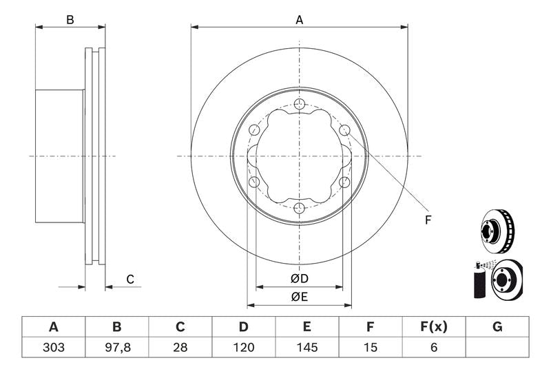 Bosch 0986479J14 Brake Disc - 5