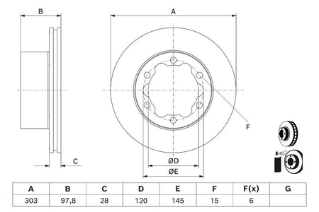 Bosch 0986479J14 Brake Disc - 5