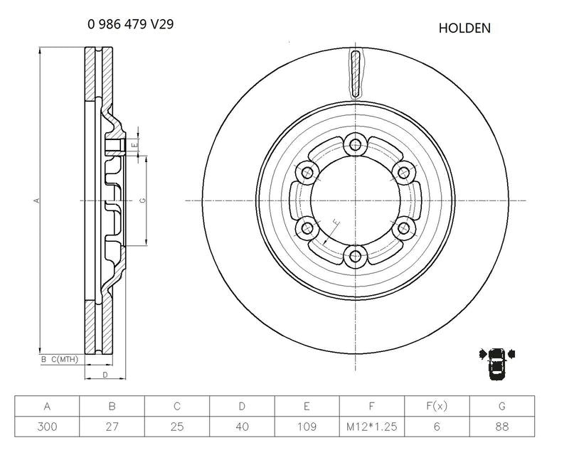 Bosch 0986479V29 Brake Disc - 1