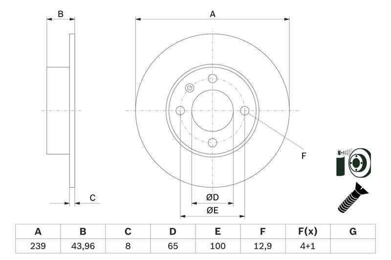 Bosch 0986479V90 Brake Disc - 5