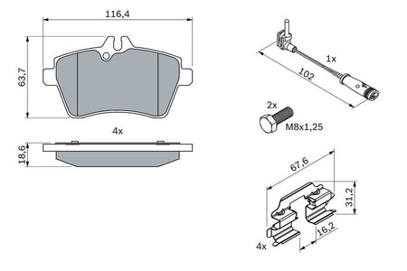 Bosch 0986494087 Brake Pad Set, disc brake - 5