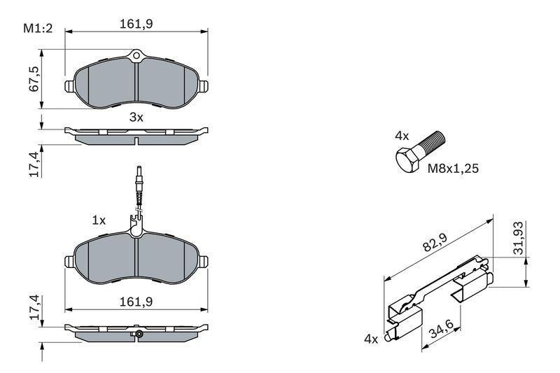 Bosch 0986494163 Brake Pad Set, disc brake - 5