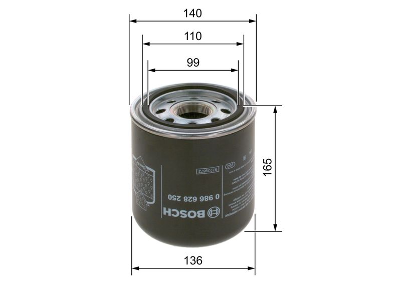 Bosch 0986628250 Air Dryer Cartridge, compressed-air system - 1
