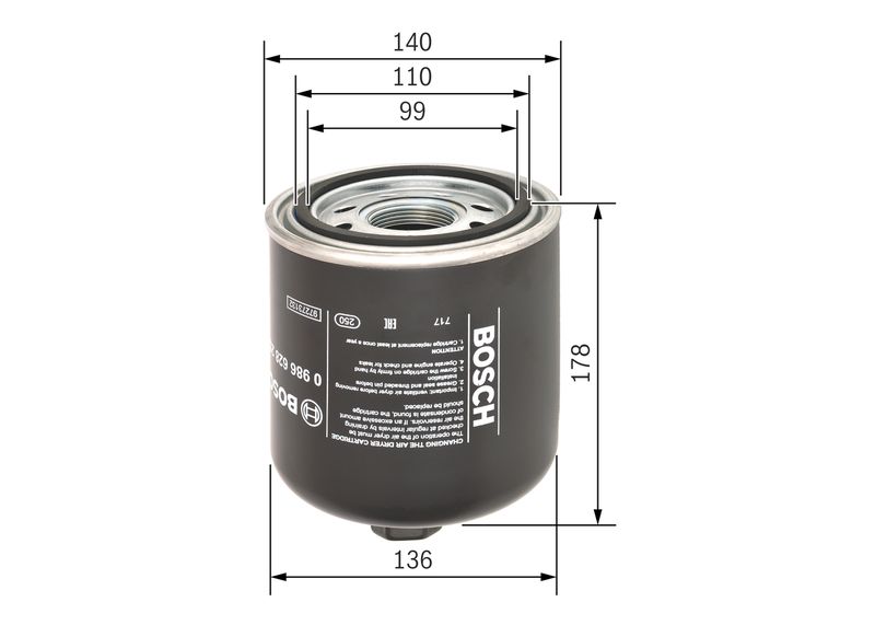 Bosch 0986628252 Air Dryer Cartridge, compressed-air system - 1