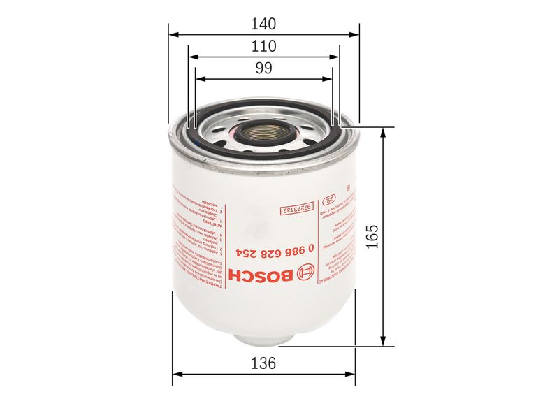 Bosch 0986628254 Air Dryer Cartridge, compressed-air system - 1