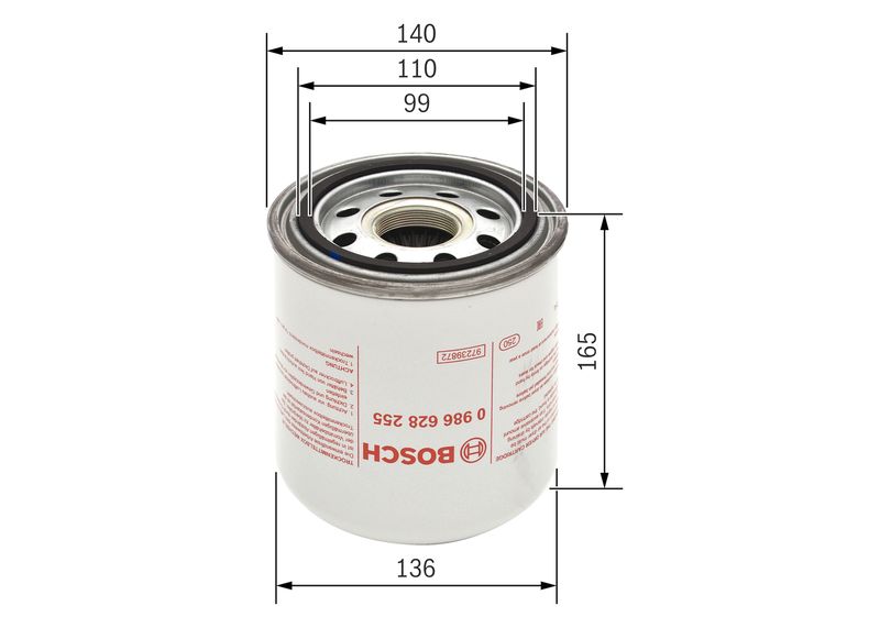 Bosch 0986628255 Air Dryer Cartridge, compressed-air system - 1