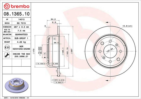 Brembo 08.1365.10 Brake Disc - 2