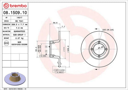 Brembo 08.1509.10 Brake Disc - 2