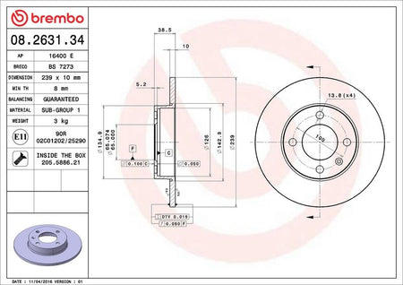 Brembo 08.2631.34 Brake Disc - 2