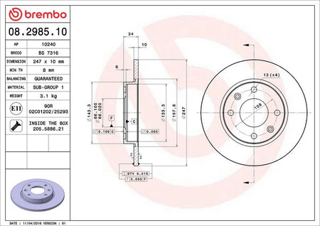 Brembo 08.2985.10 Brake Disc - 2